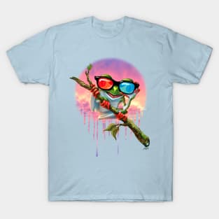 Cute Tree Froggy with 3D Glasses Hanging Out T-Shirt